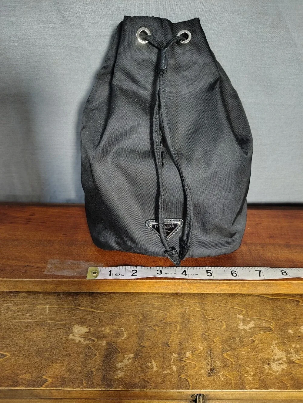 Prada Black Nylon Drawstring Bucket Bag